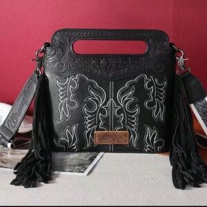 Wrangler Fringe Embossed Crossbody Bag